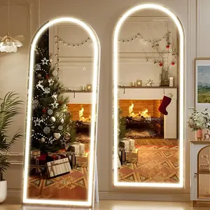 71" x 26" Led Mirror Full Length,Full Length Mirror with Lights Arch Design, 16"x 59"Tempered Glass,Shatter-Proof, Dimming & 3 Color Modes for Bedroom Cloakroom-UL 64" x21" Right Angle Mirror Full Length, Full Length Mirror with Lights Arch Design