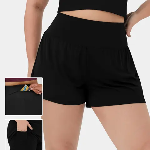 Halara Back Pocket Plus Side Hidden Pocket 2-in-1 Gym Plus Size Shorts 2.5''