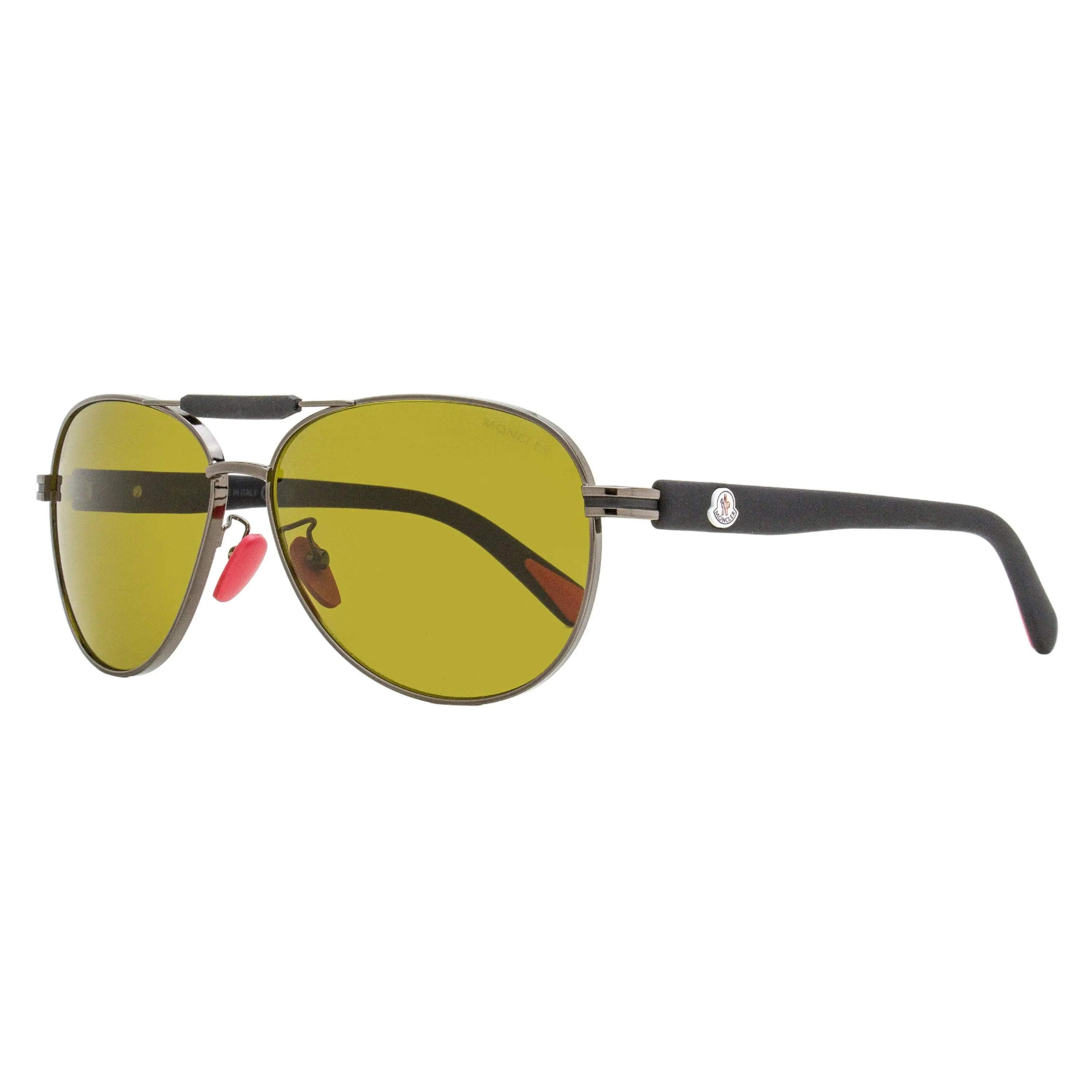 MONCLER Steller ML0241-H Men's Aviator Style Sunglasses, Gunmetal Metal Frame, 100% UV Protection, 62mm Lens Width