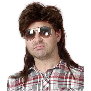 Mens Mullet Wigs for Men 70s 80s Costumes Fancy Party Accessory Cosplay Hair Wig