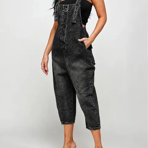 Midiross fashion casual style denim overalls jumpsuit Womenswear
