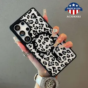 Adorable Magnetic Case for Samsung S22/23/24/25 plus ultra Black leopard print MagSafe Compatible, Lightweight, Anti-Fall | Girly & Chic Style