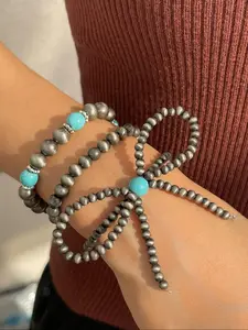 Vintage Simple Style Beaded Bracelet Set, Fashion Turquoise Decorated Jewelry for Party, Daily Clothing Decor, Trendy All-match & Exquisite Jewelry for Birthday Gift