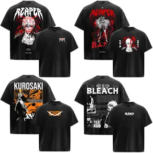 Ichigo Kurosaki Bleach Anime Manga Acid Washed 230GSM Heavyweight Cotton T Shirt Collection - Size S to 3XL - Unisex Vintage Streetwear Oversized Crewneck Merch - Gift for Anime Fans