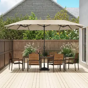 Outdoor Patio Umbrella 13ft, Double Sided Market Rectangle Umbrella with Crank Handle,Large Sun Shade for Outside Deck,Backyard,Garden OD023