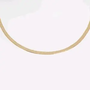SELAH’S 18k Gold Plated Stainless Steel Classic Luxe Herringbone Choker Chain – Essential Collection - Waterproof, Non-Tarnish, Hypoallergenic - Waterproof, Non-Tarnish - 5mm 12" Plus 3 ¼" Extender