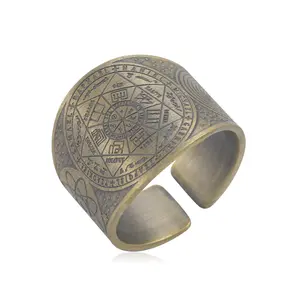 Men's Vintage Ring Copper Seven-pointed Star Magic Circle Open Ring Adjustable Men's Ring