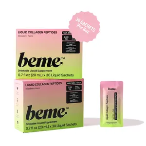 BEME 30 Sachets Liquid Collagen Peptides, Fast Absorbing Beauty Supplement for Skin, Hair & Nails - VERISOL Collagen, Biotin, CoQ10 & Vitamin C, Delicious Strawberry Flavour, Anti‑Aging Dietary Supplements