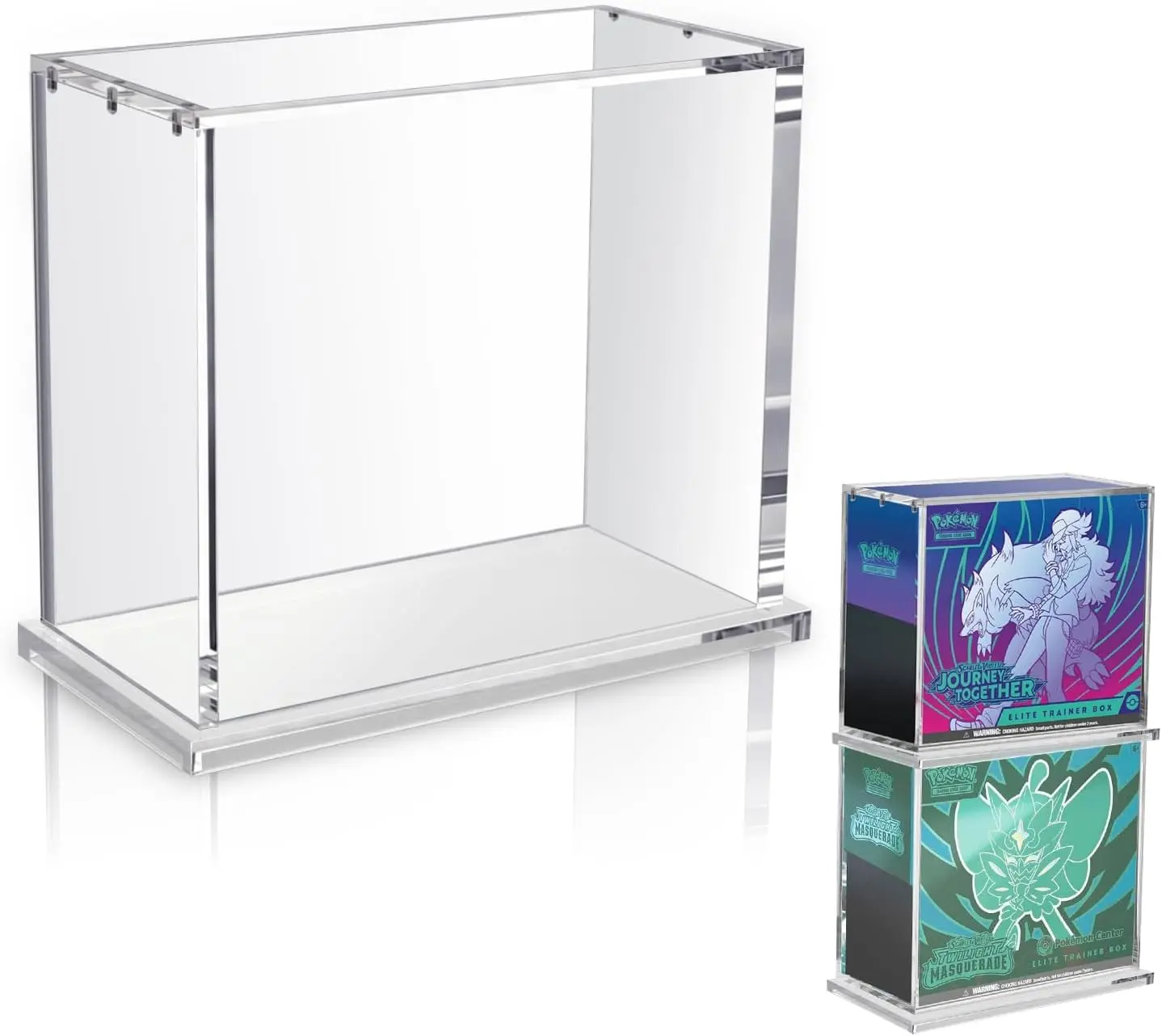 Ultra Thick 8mm+5mm Clear Acrylic Storage Case with Metal Magnetic Lid for ETB TCG Cards Vinyl Figures Blind Boxes Mini Models Plush Toys, Dustproof Waterproof UV Resistant Anti-Scratch Display Box, Stackable for Home Desk Game Room Travel