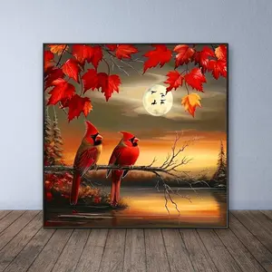 Cardinal Bird Pattern DIY Diamond Arts Colorful Painting Kit without Frame, 5D Diamond Arts Colorful Painting Kit, Wall Art Decor for Home Living Room Bedroom, Diamond Painting Kits