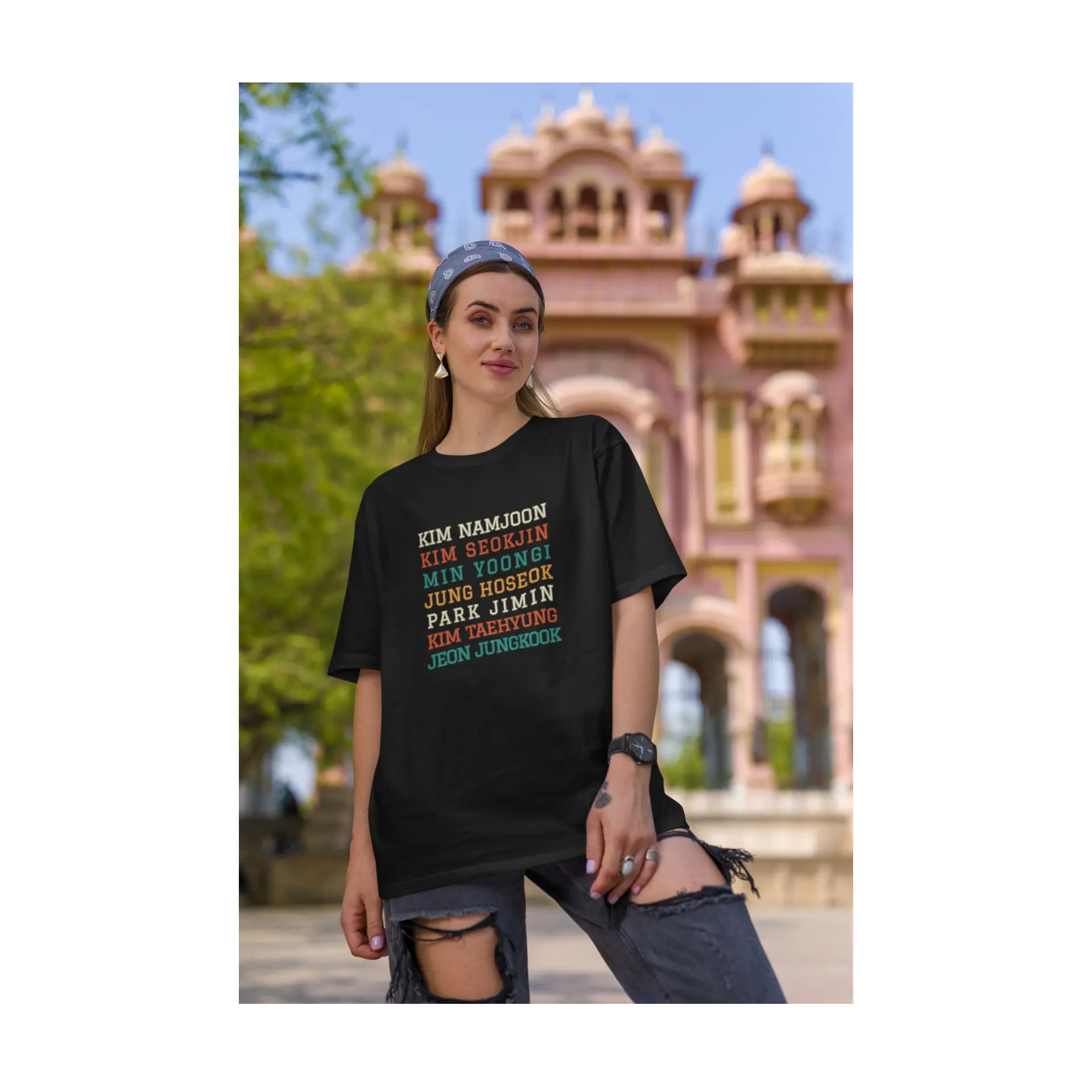 BTS Members Retro Colors T-Shirt | Gildan 5000 Unisex Tee  A  must-have for every BTS fan who wants all 7 members close to their heart!