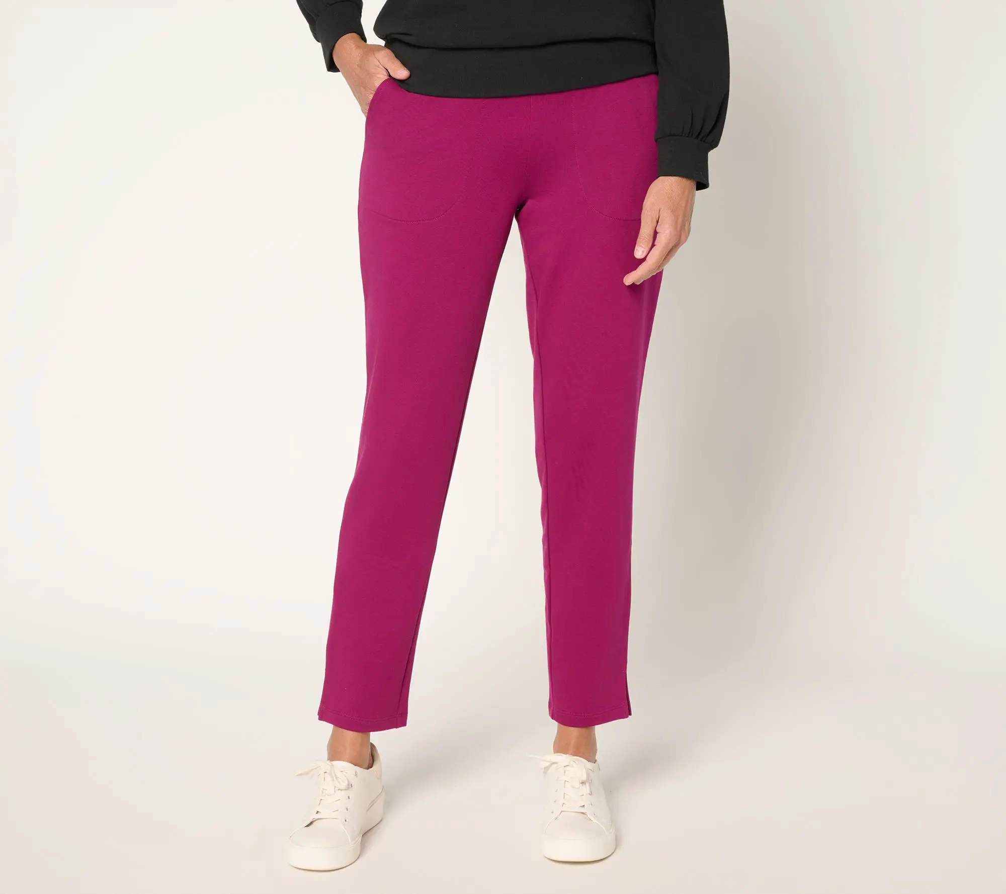 Denim & Co. Active Petite Brushed Back French Terry Ankle Pant