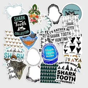 Sticker Pack 20 pcs Shark Teeth Stickers, Ocean Fossil Vinyl Decals