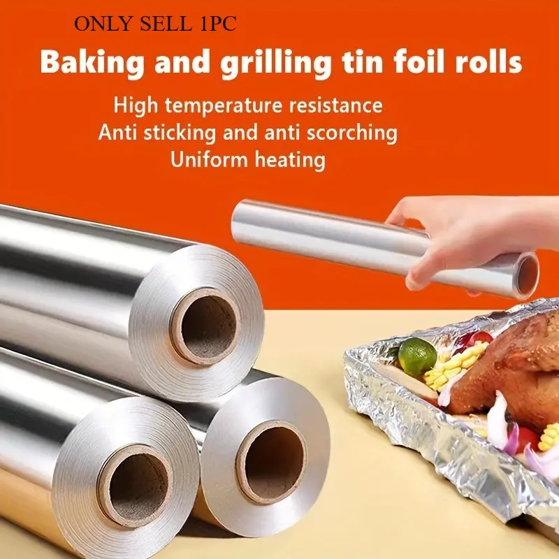 1 roll Advanced Thick Aluminum Foil Roll - Multi layer Heat resistant, Suitable for Food, Baking, Barbecue, and Cooking - for Barbecue, Kitchen Use, and Outdoor Picnicking Kitchenware Foil Cover, Aluminum Foil Food Covers