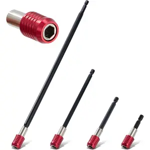 Drill Bit Extension Set 4 count (2/4/6/12''), 1/4'' Hex CR-V Steel Quick Release Bit Holder for  Driver,  Bit Nut Drill Socket