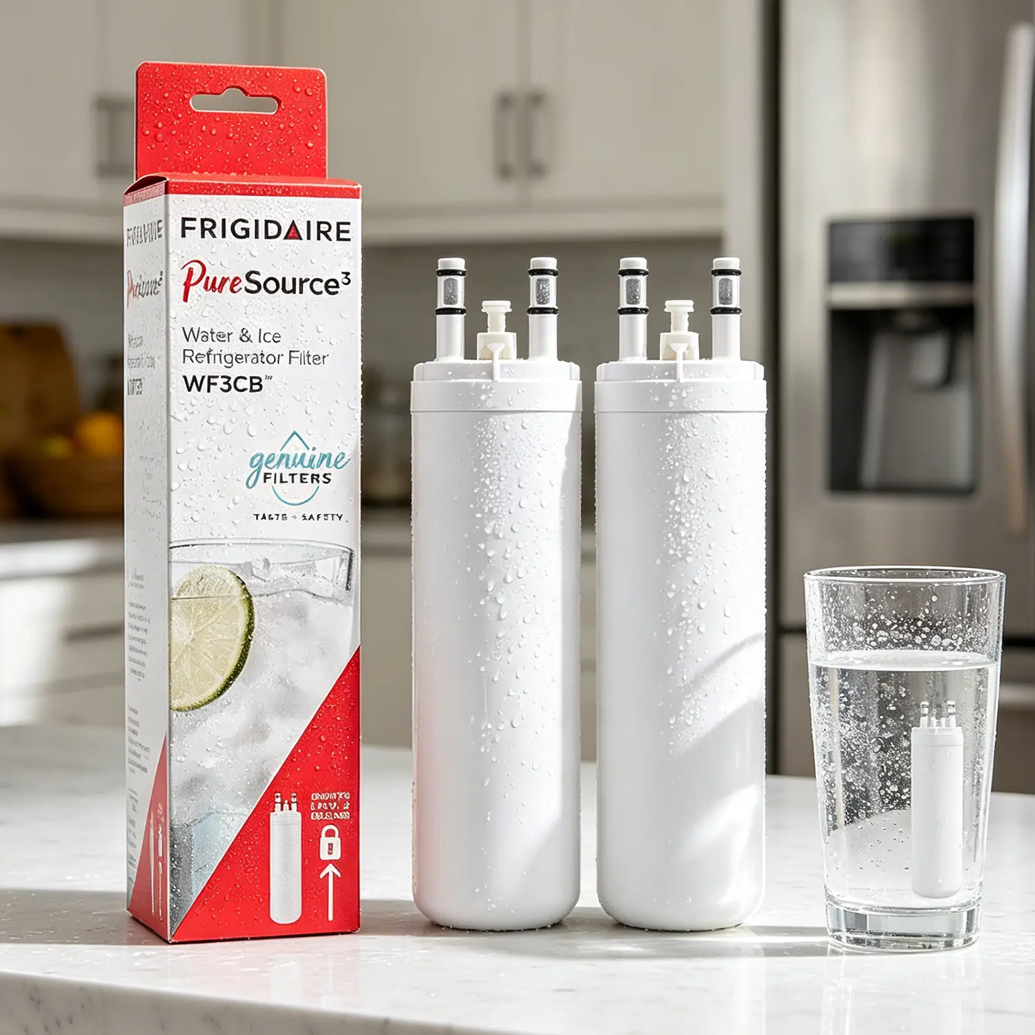 WF3CB Refrigerator Water Filter Replacement for PureSource 3, 706465, WF425, PS3412266, AP4567491, 242017800 Refrigerator Water Filter