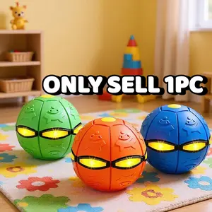 Magic Transformable Bounce Ball, Two-In-One Flying Disc Toy, Light-Up Delay Elastic Ball, Outdoor Throwing & Catch Game