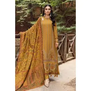 MARIA B WINTER LINEN COLLECTION MUSTARD DL-1110