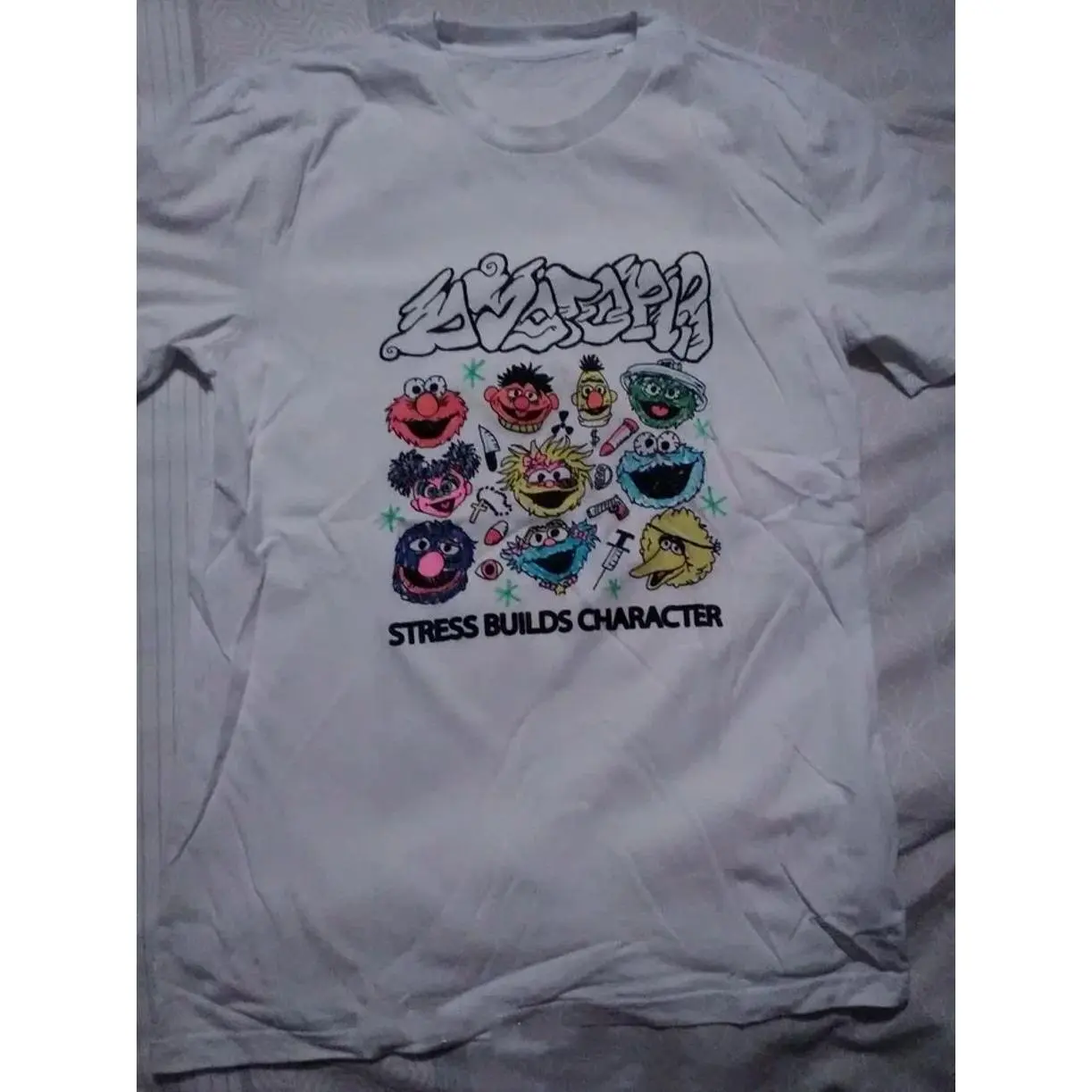 Stress Builds Character Dystopia Band White T-Shirt Cotton   BT690 K