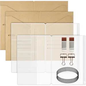 Travelers Notebook Accessories Kit -  File Folders,PVC Zipper Pouches,Pen Holders,Binder Clips,Elastic Bands for Travel Journal Organizer(2 Pack, A5 Size)