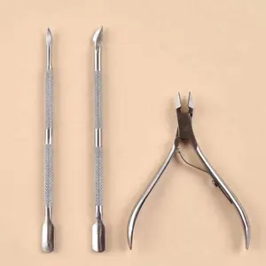 3 piece stainless steel nail dead skin remover, pusher and pliers set