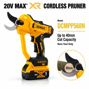 DEWALT 20V MAX Brushless Cordless Pruning Shears DCMPP568 for Gardening and Landscaping features Lightweight 1.4kg Design with 1.5" Cutting Capacity High Carbon Steel Blades for Clean Cuts Includes LED Light and Safety Switch
