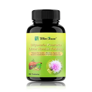 Wins Town  Liver Health Tablets Milk Thistle (Daily Liver Detox) Liver Cleanse Formula with Silymarin Microcapsule Powder,Pueraria Powder, Ginseng Powder