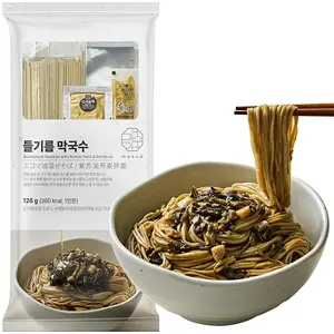 Korean Food Buckwheat Soba-Style Noodles with Perilla Oil & Gondre – Authentic Korean Herb Flavor, Nutty & Earthy Taste, 1 Serving (4.44oz, 126g)
