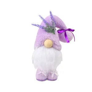 sangeren Lavender Floral Lightweight Plush Gnome - Farmhouse Home Decor, Kitchen Accent, Thoughtful Gift for Mother