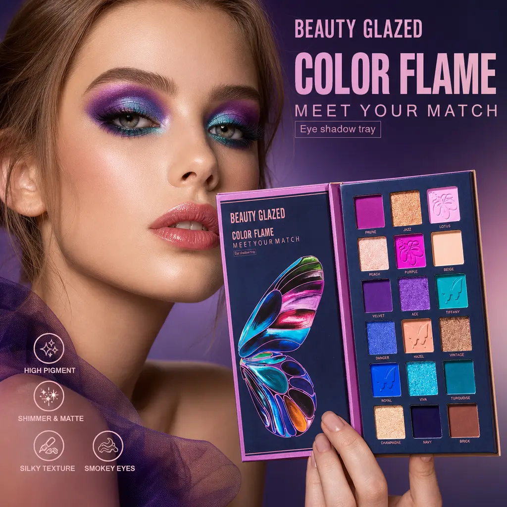Beauty Glazed Butterfly Eyeshadow Palette: Smoky Eyeshadows, High Pigmentation, Shimmer, Matte, Silky Texture, Natural Nude Shades, Velvet Eyeshadow Powder, Eye Makeup Set