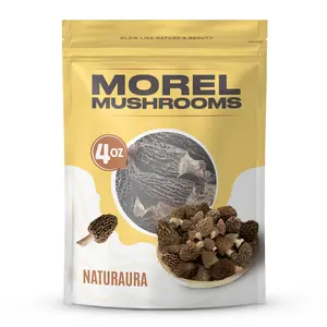 Naturaura - Natural Dried Morel Mushrooms - Tasty, Nutritious & Umami Rich Protein Substitute, Low Fat, Dairy Free (3 - 4 inches per)