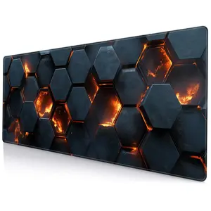 Creative Honeycomb Flame Pattern Mouse Pad, Large Gaming Mouse Pad with Anti-slip Base, Comfortable Pad for Desktop Computer, Laptop