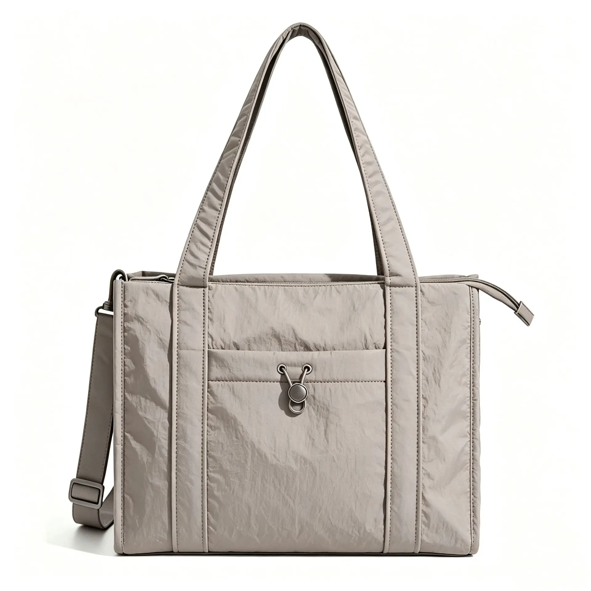 Xggrin Women's Large Tote Bag with Zipper Closure, Lightweight Shoulder Bag with Front Pocket & Hook-Loop Detail for Work, Commuting, Fits Office & Laptop Essentials