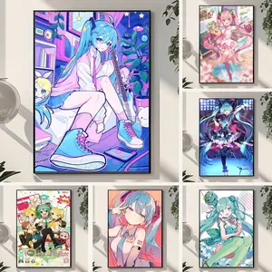 Famous Anime H-Hatsune M-Miku Painting Calligraphy Waterproof Scratch-Resistant Canvas Wall Art – Premium Oil Painting Style HD Print | Modern Aesthetic Home Decor for Living Room, Bedroom, Kitchen & Café | Perfect Holiday, Housewarming & Party Gift