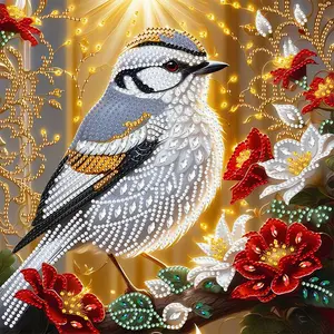 5D DIY Diamond Painting Kit, Warm Light Crystal Quail Pattern, Irregular Shape, Wall & Table Decor, Diamond Art Tools, 30x30cm, No Frame, 1pc