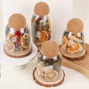 3-Piece High Borosilicate Glass Food Storage Set with Wooden Lids, Glass Spice Jars, Ideal for Coffee Beans, Tea, Spices, Kitchen & Camping Use