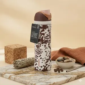 NEW Owala "Cowgirl Core" 24 oz Free Sip Special Edition Animal Print Cow Brown Water Bottles