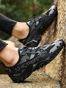 Women's Fashionable Colorblock Letter Print Lace Up Sneakers, Casual Sporty Quick Drying Swim Beach Aqua Shoes for Water Sport Diving Hiking Sailing Travel