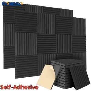 12-48 Pack Self-Adhesive Acoustic Panels Set, 1"X12"X12" Quick-Recovery Soundproofing Foam Tile Self-Stick Acoustic Treatment Panels for Noise Reduction, Echo Absorption & Improved Sound Quality, for Home Studios Recording Room Podcast Spaces Music Room