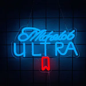 Michelob ULTRA Neon Sign - LED Beer Bar Sign, USB Powered Hanging Neon Light for Man Cave, Pub, Home Bar, Brewery Wall Decor, Restaurant Alcohol Beverage Signage