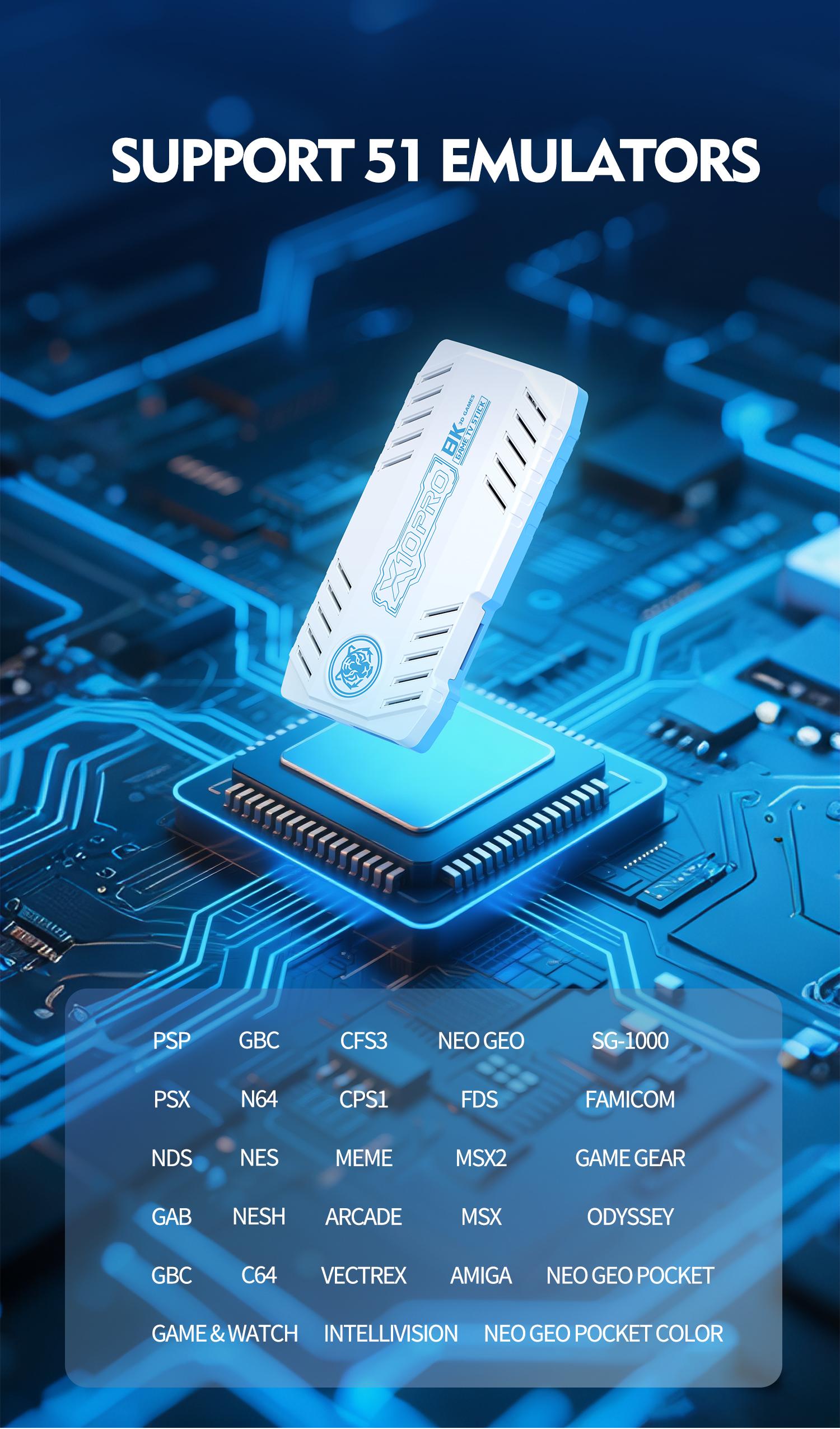 X10 Retro Gaming Console Stick, Video Games Stick Built-in 50 Emulators Console Projector, 4K HDMI, Plug and Play TV Video Game Stick with Controllers