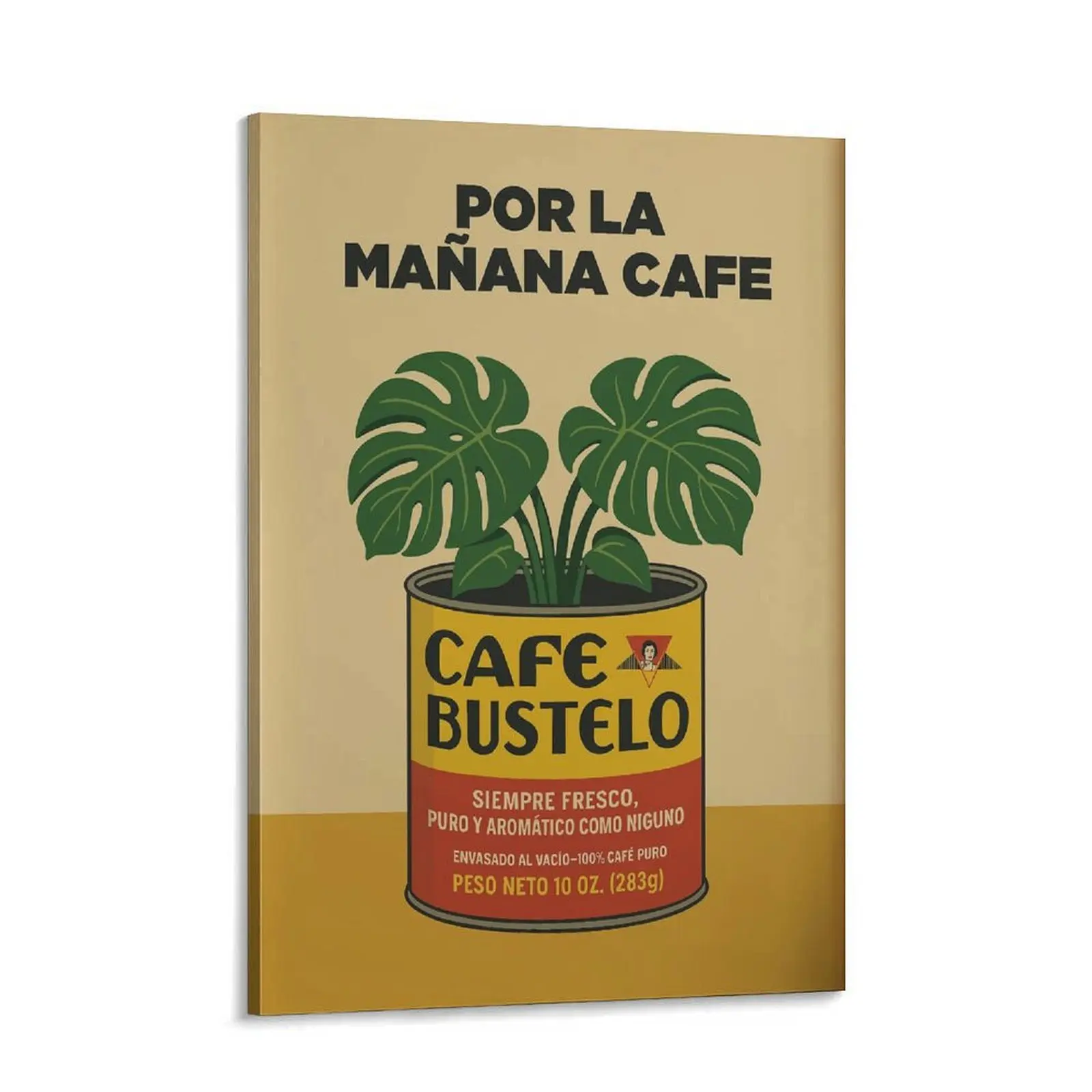 Waterproof Wood Artistic Canvas Wall Art - Vintage Spanish Por La Mañana Cafe Can Poster, Monstera Plant Print, Retro Latino Kitchen Frames with Polka Dot,Houndstooth,Marble Accents, Classy House Decor Gift for Coffee Lovers, Class of 2026, Wardrobe, Balc