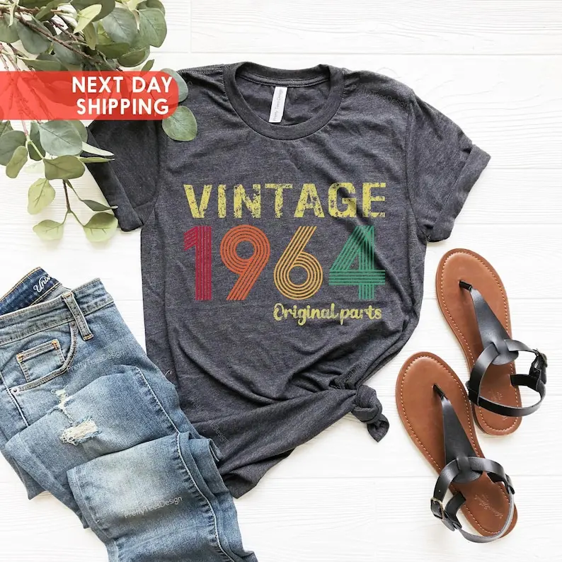 [SALE UP TO 40%] Vintage 1964 Original Part Tee, Vintage 1964 Shirt, 61st Birthday Gift For Men, Born In 1964, 61st Birthday Gift For Women, 1964 Retro Shirt UNISEX T_SHIRT,  TOP TRENDING T_SHIRT