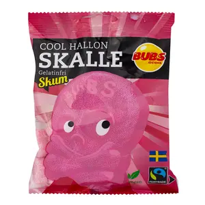 Bubs Cool Foamy Raspberry Skulls 90g - Vegan Sweet Snack