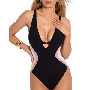 Brazilian Plungey Keyhole - Contour Black/Rose/White