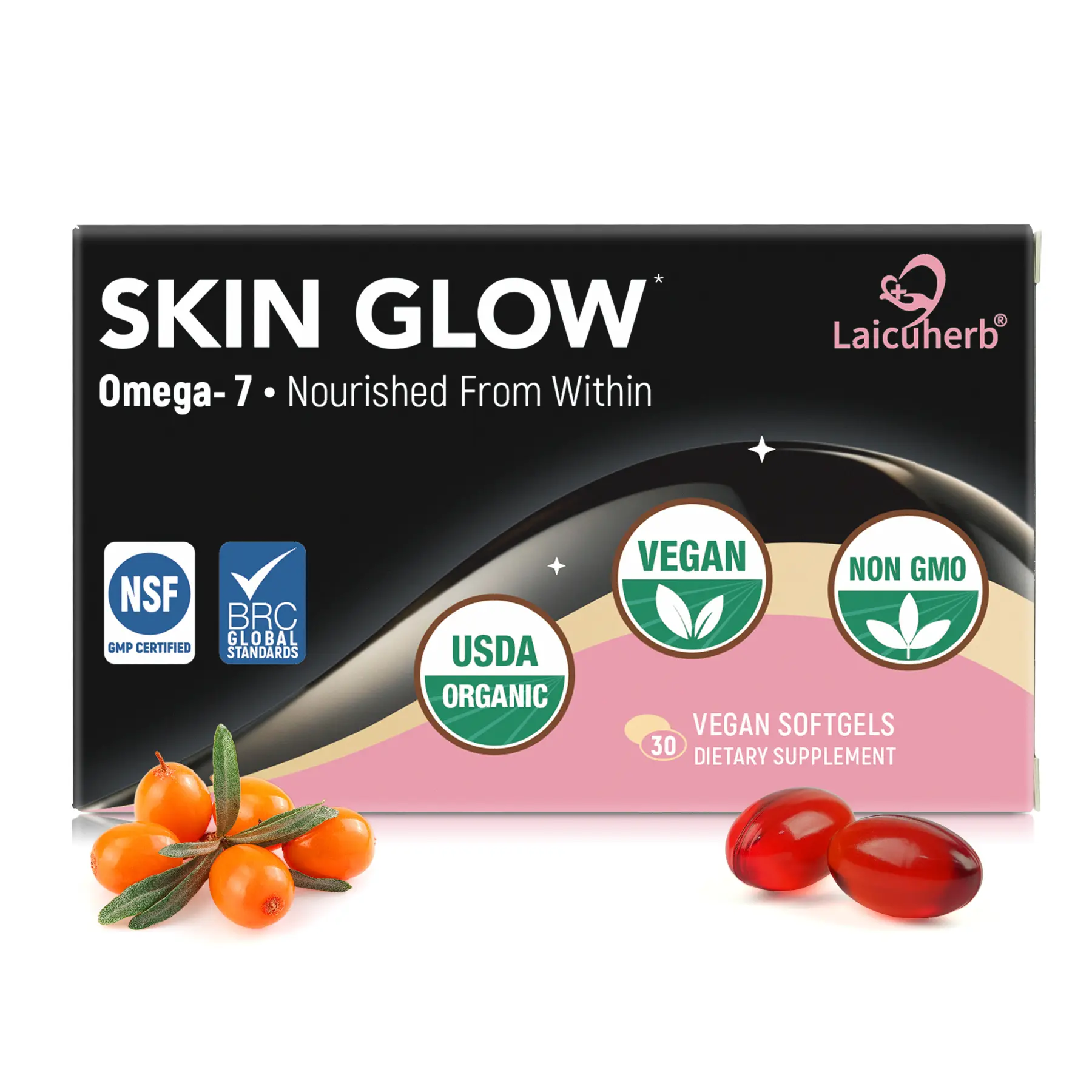 Skin Glow Sea Buckthorn Oil Capsules Support Face, Hair & Nails with Omega 3 6 9 & 7, Co2 Extracted, Himalayan Sea Buckthorn Berry Omega 3 Softgels Support Skin Hydration & Elasticity