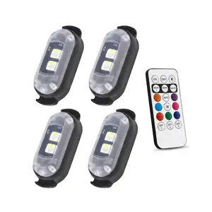 Wireless Remote RGB LED Strobe Light Multifunctional Flashing Warning Light for Motorcycle Car Bicycle Aircraft