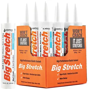 Sashco 10016 10.5oz Big Stretch High Performance Interior Exterior Weatherproof Seal Caulk - White - 12 Pack