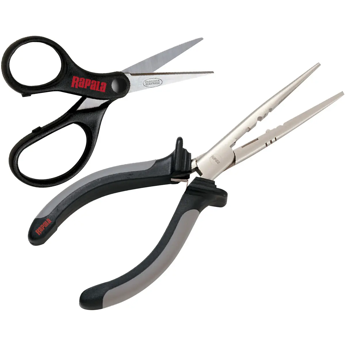 Rapala Fishing Pliers & Super Line Scissors Combo - Fishing Tool with Sheath, Co-Molded Grips, Double Leaf Spring, Oversized Finger and Thumb Holes, Diisononyl Phthalate (DINP)-Free