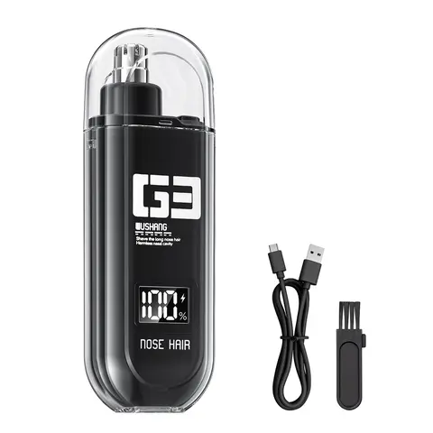High Quality Cordless Quiet Electric Nose & Ear Hair Trimmer for Men - IPX7 Waterproof Type-C Rechargeable, Painless Dual-Edge Blade, LED Display, Compact Portable, with Charging Cable, Daily Care Cool Gift for Adults, Cordless Quiet Trimmer